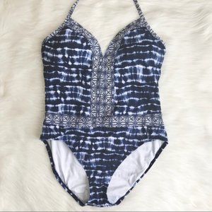 Bleu Rod Beattie Tie Dye Halter One Piece Swimsuit